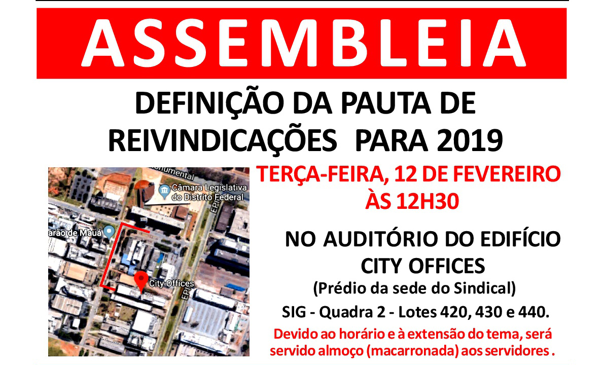 Leia mais sobre o artigo ASSEMBLEIA- PAUTA DE REIVINDICAÇÕES 2019